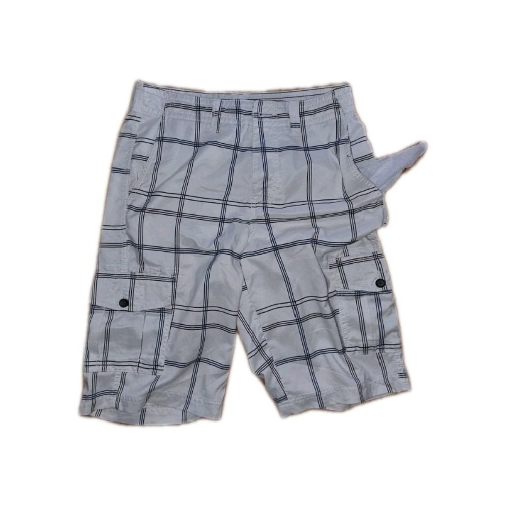 Tony Hawk Cargo Mens White Gray Plaid Regular Fit Skater Shorts - Sz 29 tag